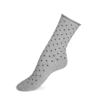 Maison Broussaud - Pois bord roulotté – chaussettes femme – coton gris