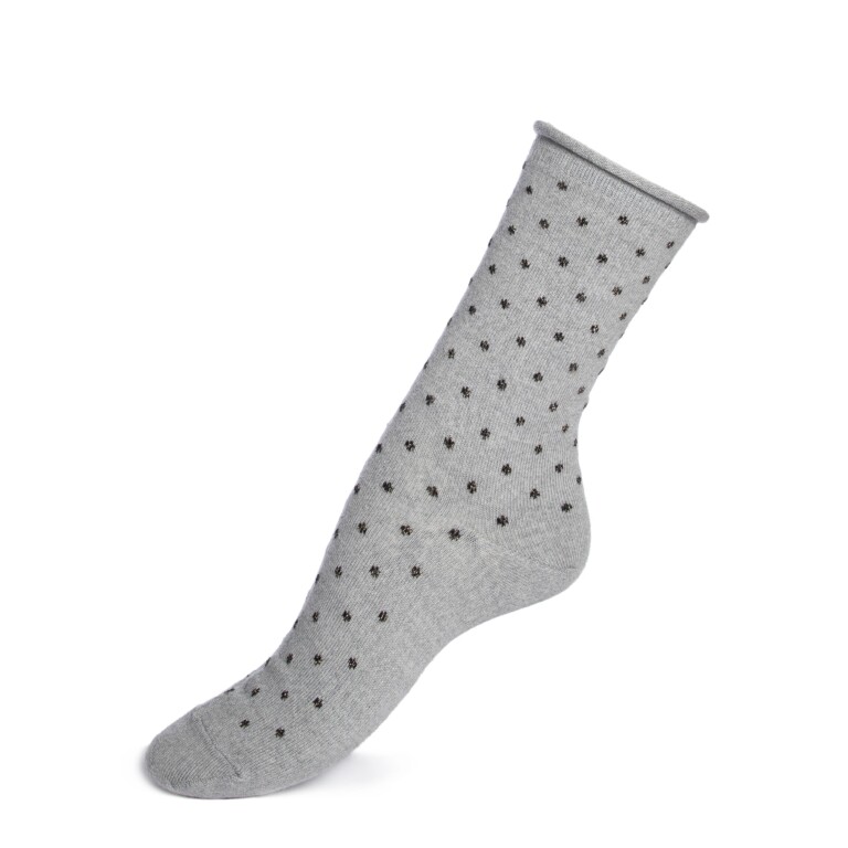 Maison Broussaud - Pois bord roulotté - chaussettes femme - coton gris