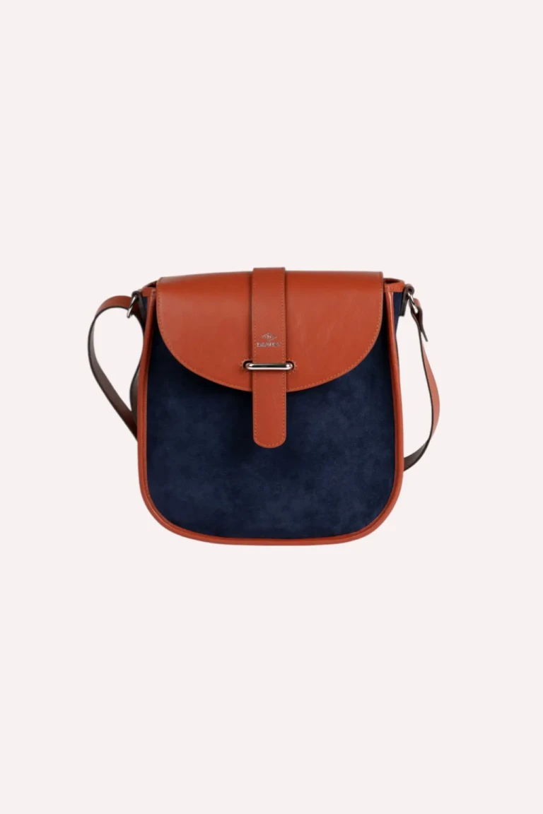 Daguet - Sac Agnès - Camel - Velours bleu nuit