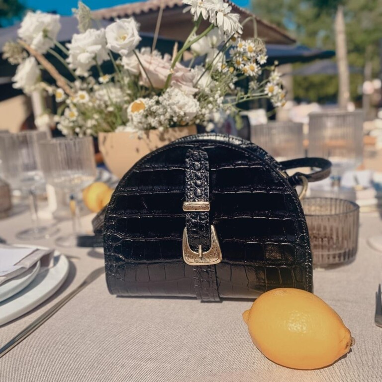 Maison Rottier - Maroquinerie fabriquée en France - Sac en Cuir Noir Effet Crocodile - Nathalie Taille S