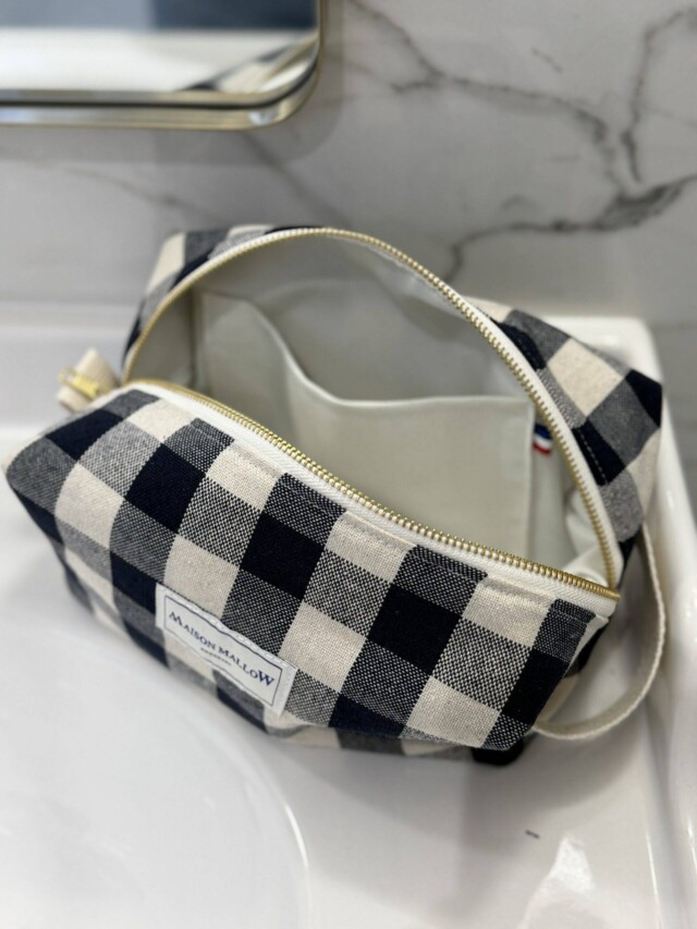 Maison Mallow - Trousse de Toilette XXL Carreaux Vichy Bleu Marine