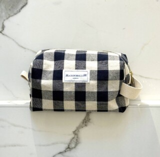 MAISON MALLOW - Trousse de Toilette XXL Carreaux Vichy Bleu Marine