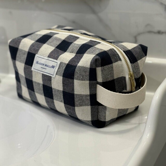 Maison Mallow - Trousse de Toilette XXL Carreaux Vichy Bleu Marine
