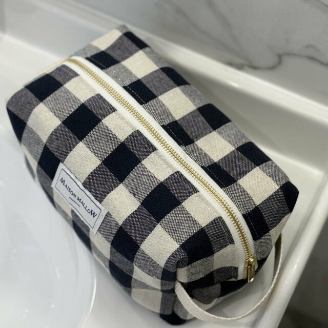 Maison Mallow - Trousse de Toilette XXL Carreaux Vichy Bleu Marine