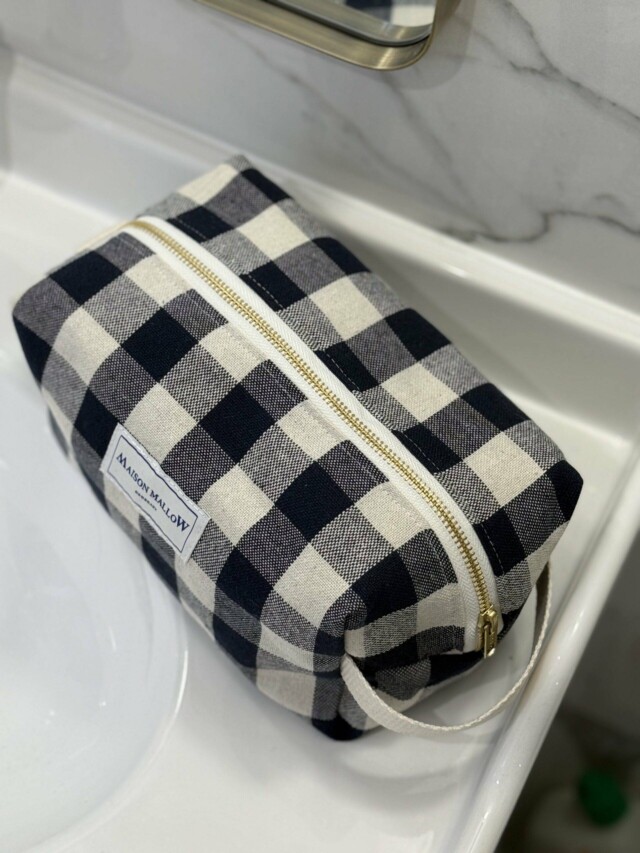 Maison Mallow - Trousse de Toilette XXL Carreaux Vichy Bleu Marine