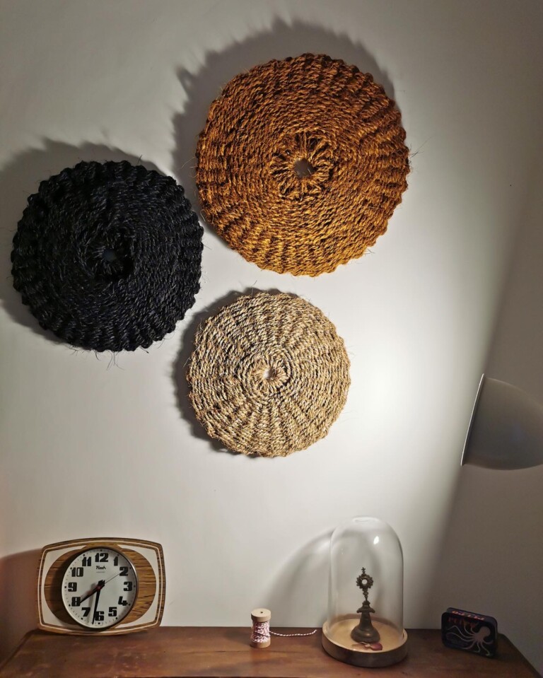 scourtin tapis rond décoration murale tissage français