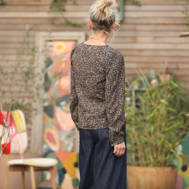 Quintessence - Blouse Amarante - coton nuit fleurie