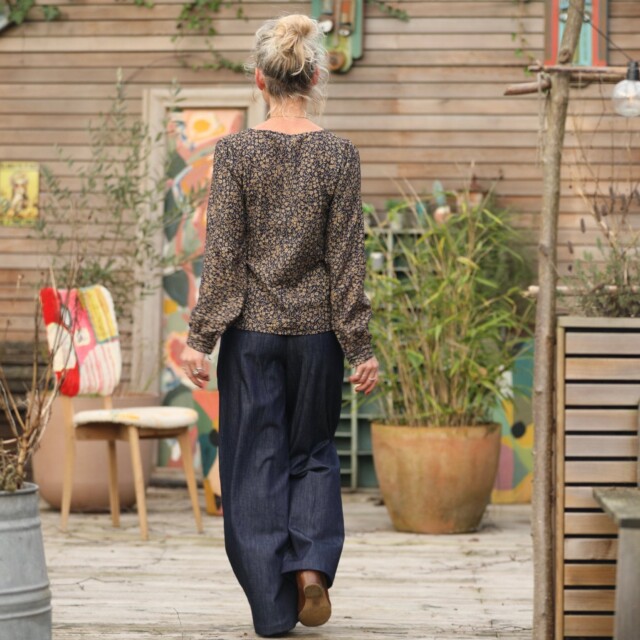 Quintessence - Blouse Amarante - coton nuit fleurie