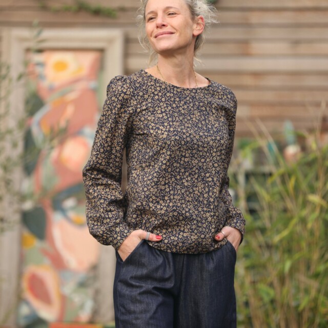 Quintessence - Blouse Amarante - coton nuit fleurie