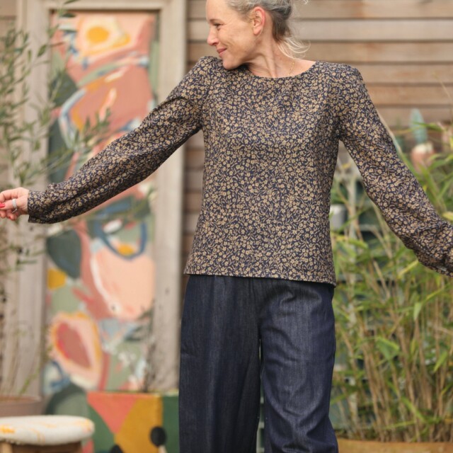 Quintessence - Blouse Amarante - coton nuit fleurie