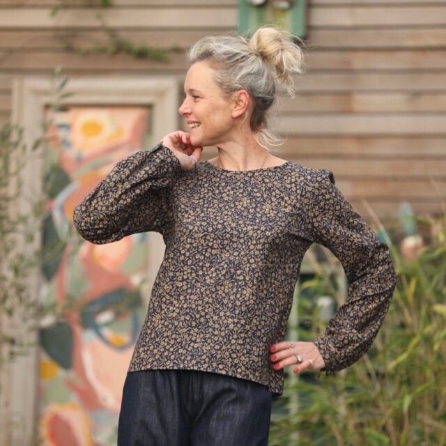 Quintessence - Blouse Amarante - coton nuit fleurie