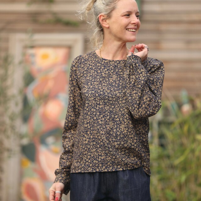Quintessence - Blouse Amarante – coton nuit fleurie