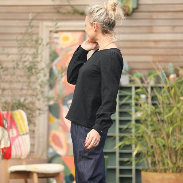 Quintessence - Blouse Amarante - piqué de coton noir