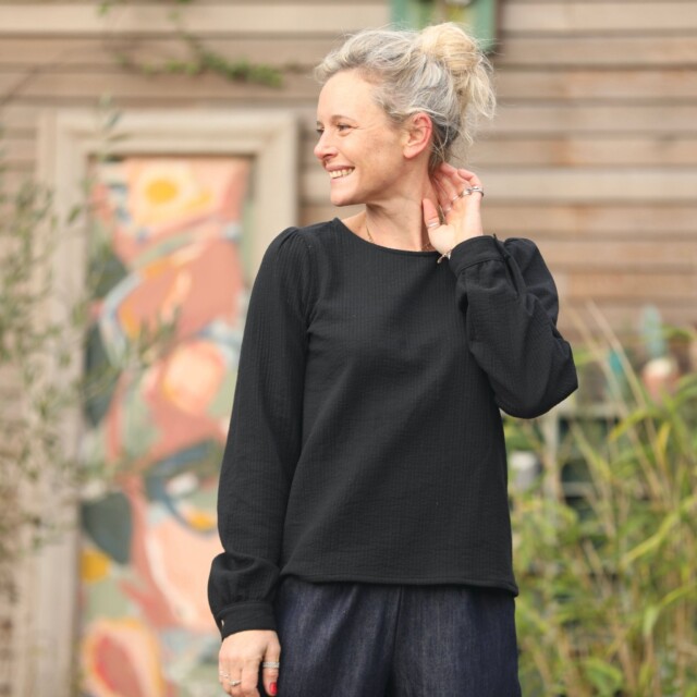 Quintessence - Blouse Amarante - piqué de coton noir