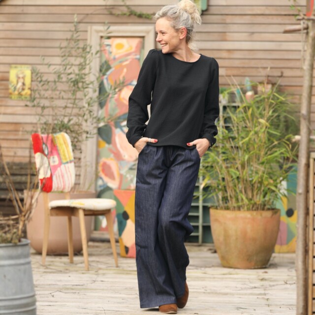 Quintessence - Blouse Amarante - piqué de coton noir