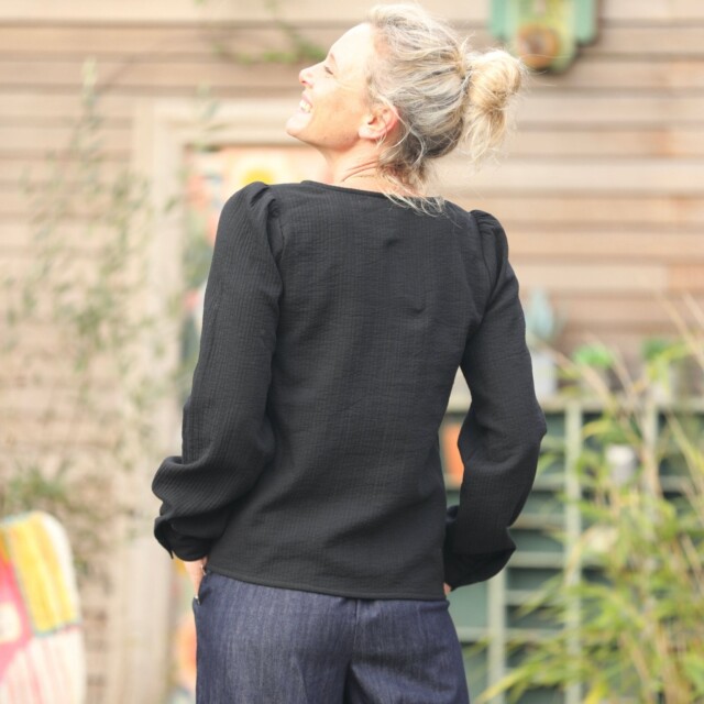 Quintessence - Blouse Amarante - piqué de coton noir