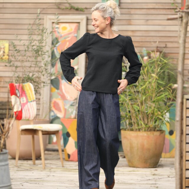 Quintessence - Blouse Amarante - piqué de coton noir