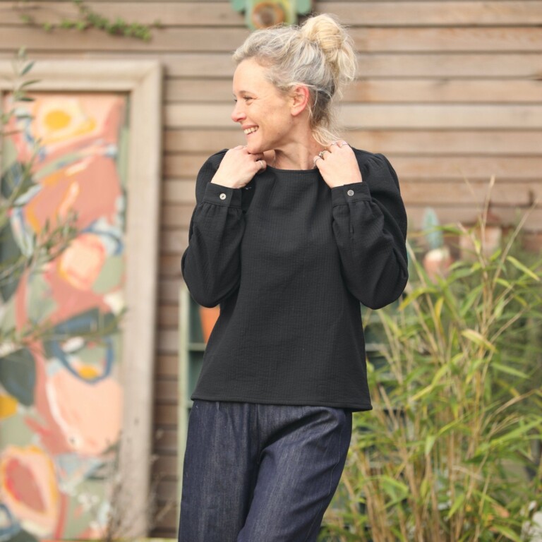 Quintessence - Blouse Amarante - piqué de coton noir