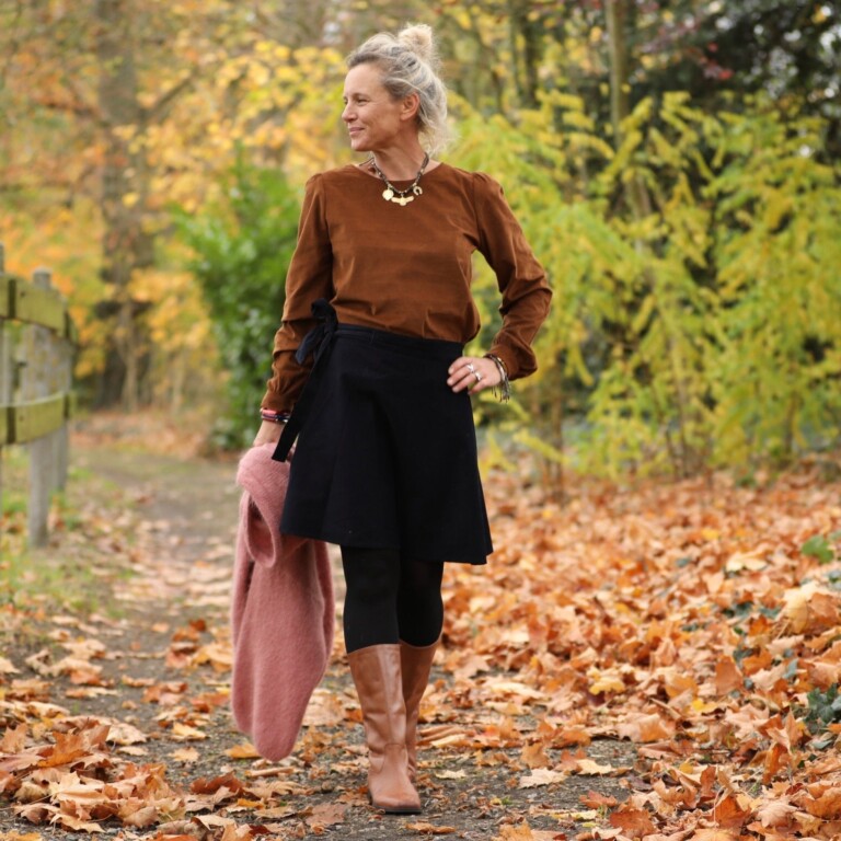 Quintessence - Blouse Amarante - velours milleraies camel