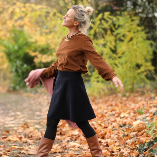 Quintessence - Blouse Amarante - velours milleraies camel
