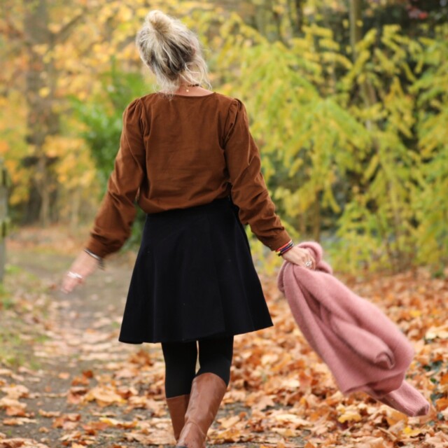 Quintessence - Blouse Amarante - velours milleraies camel