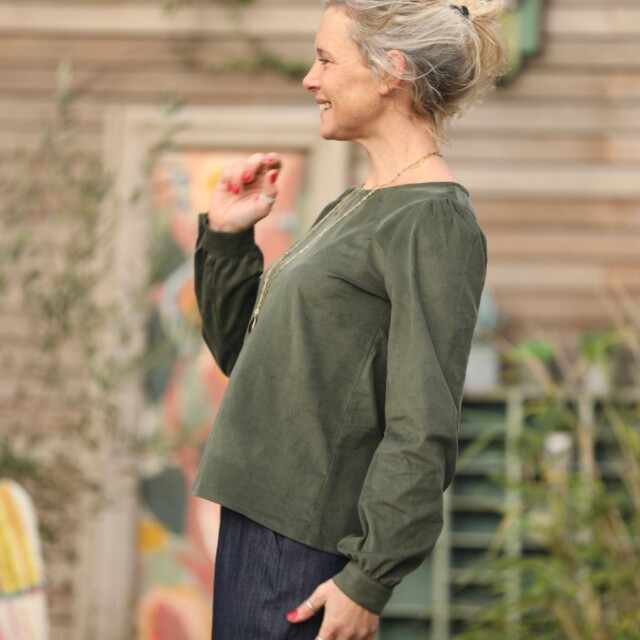 Quintessence - Blouse Amarante - velours milleraies kaki