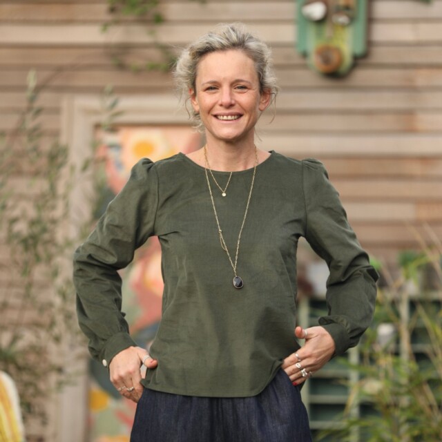 Quintessence - Blouse Amarante - velours milleraies kaki