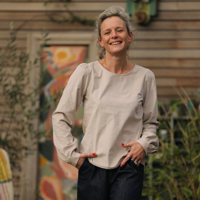 Quintessence - Blouse Amarante - velours milleraies sable