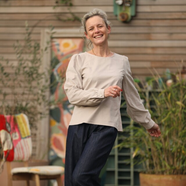 Quintessence - Blouse Amarante - velours milleraies sable