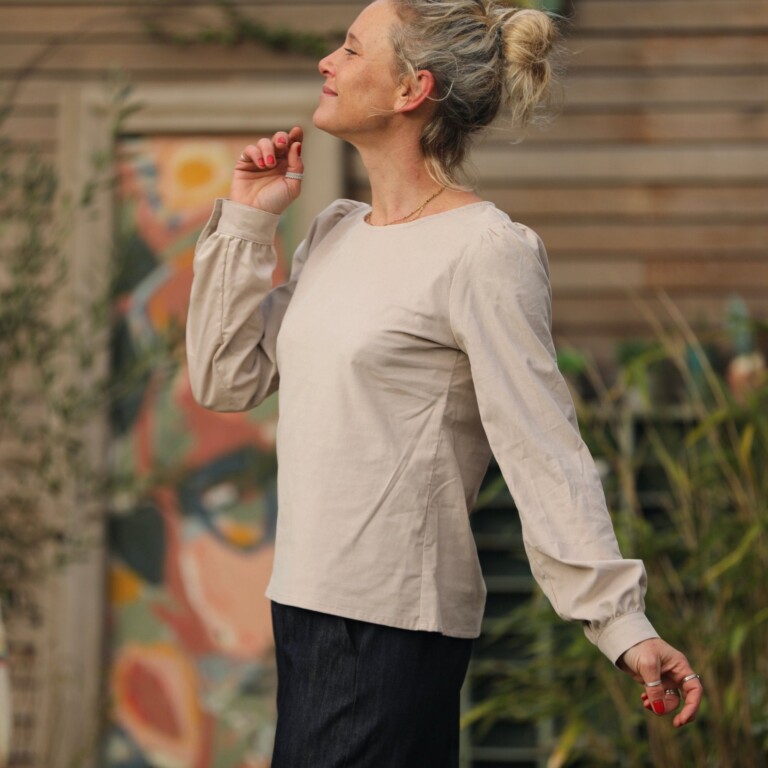 Quintessence - Blouse Amarante - velours milleraies sable