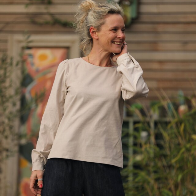 Quintessence - Blouse Amarante - velours milleraies sable