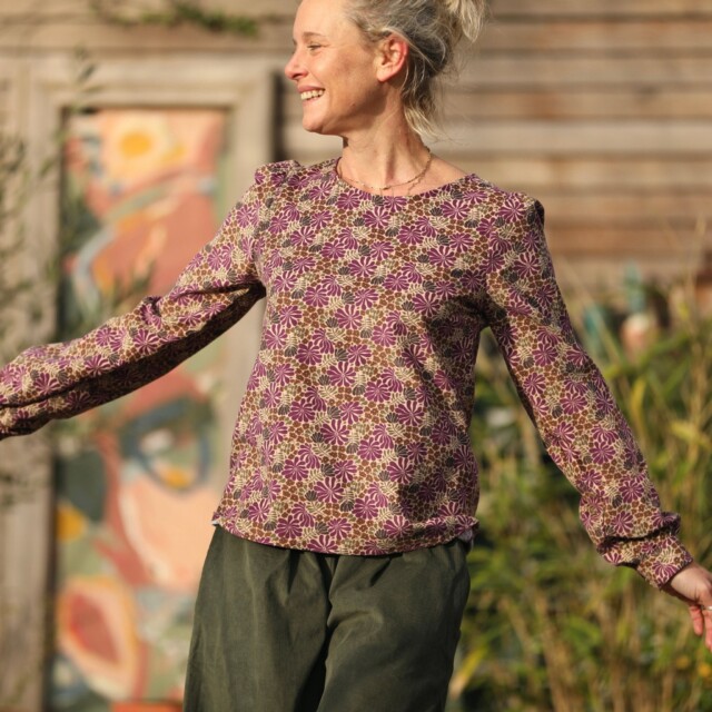 Quintessence - Blouse Amarante - velours milleraies Violettes Sauvages