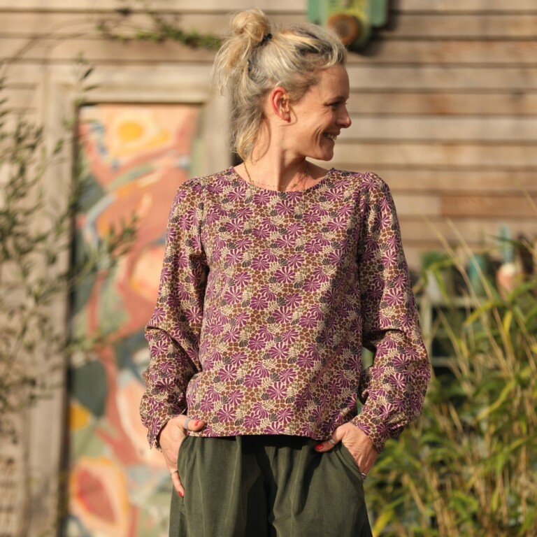 Quintessence - Blouse Amarante - velours milleraies Violettes Sauvages