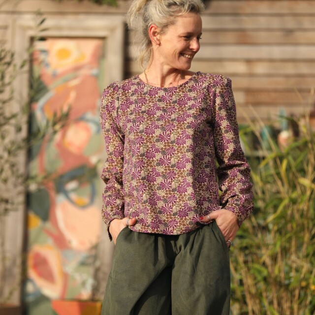 Quintessence - Blouse Amarante - velours milleraies Violettes Sauvages