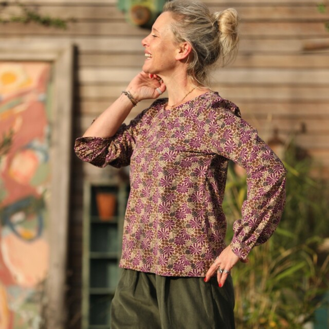 Quintessence - Blouse Amarante - velours milleraies Violettes Sauvages