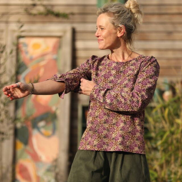 Quintessence - Blouse Amarante - velours milleraies Violettes Sauvages