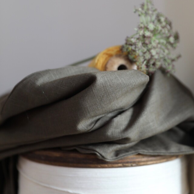 Quintessence - Blouse Eulalie col V - manches 3/4 - lin kaki