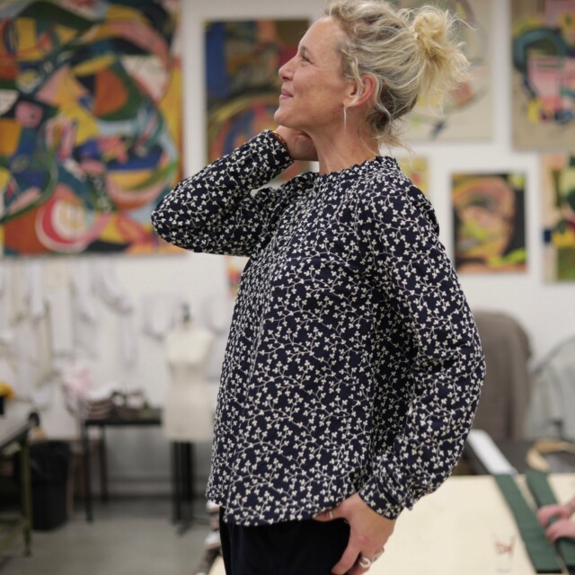 Quintessence - Blouse Fantine - Broderie marine/ivoire