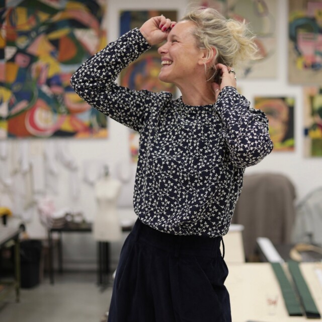 Quintessence - Blouse Fantine - Broderie marine/ivoire