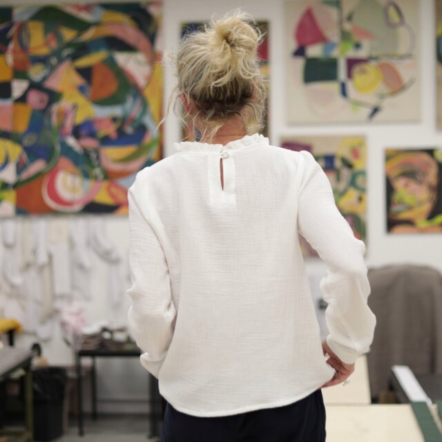 Quintessence - Blouse  Fantine - Double gaze de coton blanc cassé