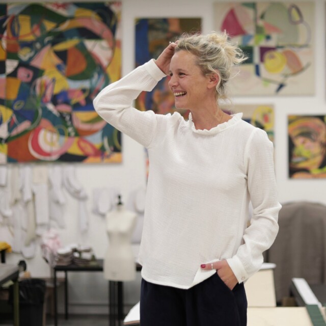 Quintessence - Blouse  Fantine - Double gaze de coton blanc cassé