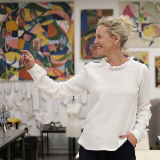 Quintessence - Blouse  Fantine – Double gaze de coton blanc cassé