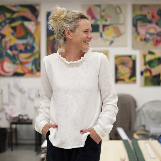 Quintessence - Blouse  Fantine - Double gaze de coton blanc cassé