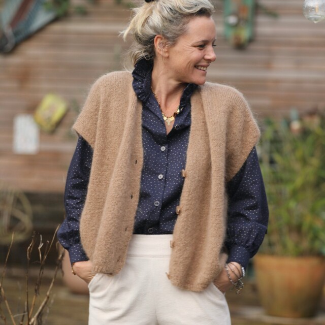 Quintessence - Blouse Marthe - armuré marine/pois doré