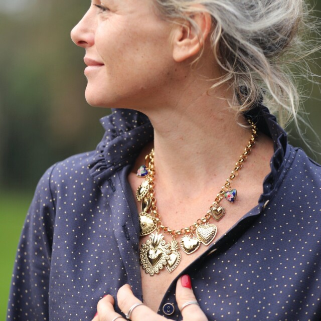 Quintessence - Blouse Marthe - armuré marine/pois doré