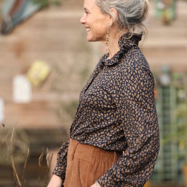 Quintessence - Blouse Marthe -  léo marine/camel