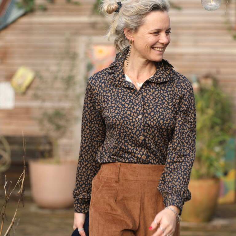 Quintessence - Blouse Marthe -  léo marine/camel