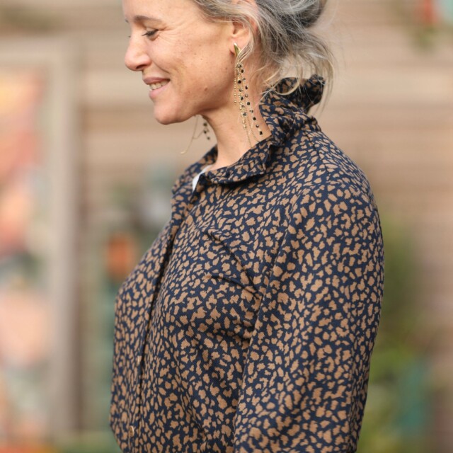 Quintessence - Blouse Marthe -  léo marine/camel