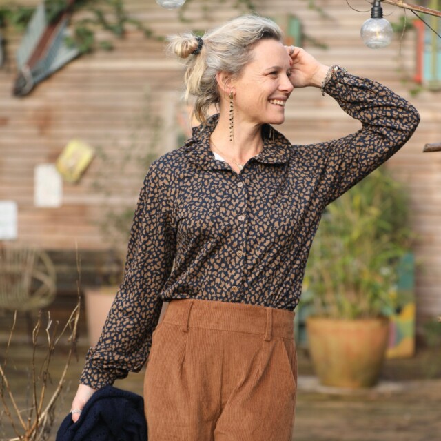 Quintessence - Blouse Marthe -  léo marine/camel