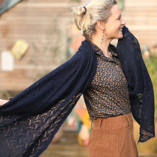 Quintessence - Blouse Marthe -  léo marine/camel